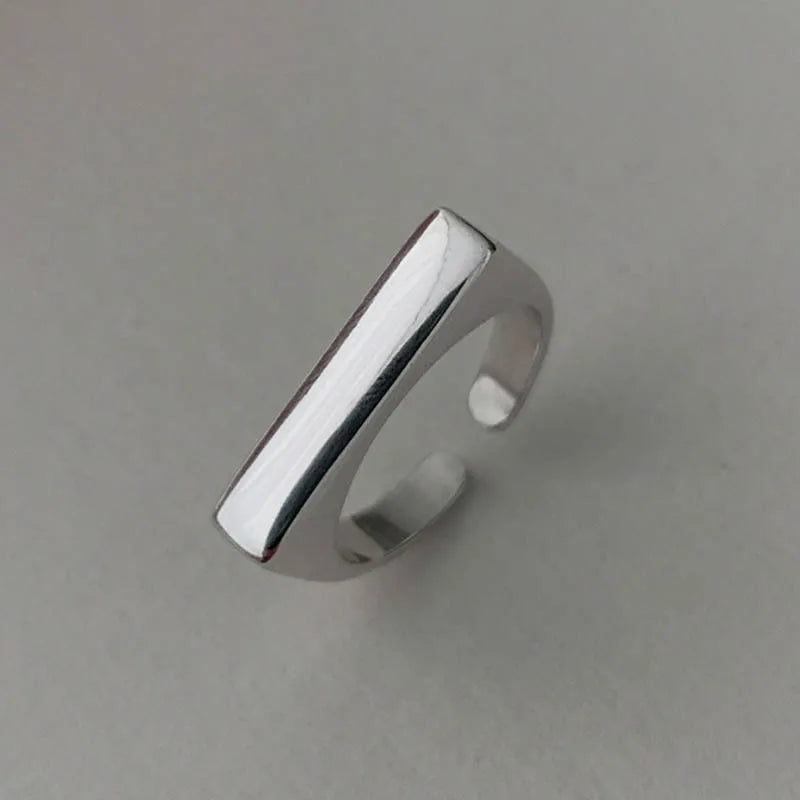 XINYI Silver colour Ring For Women Flat Simple Finger Open Vintage Handmade Ring Allergy For Party Birthday Gift