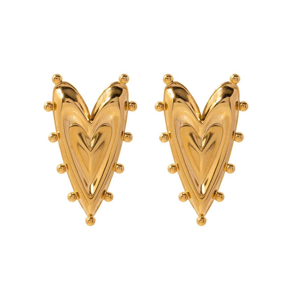 Vintage Geometric Heart Earrings For Women Gold Color Stainless Steel Love Irregular Earring Wedding  Jewelry Gift