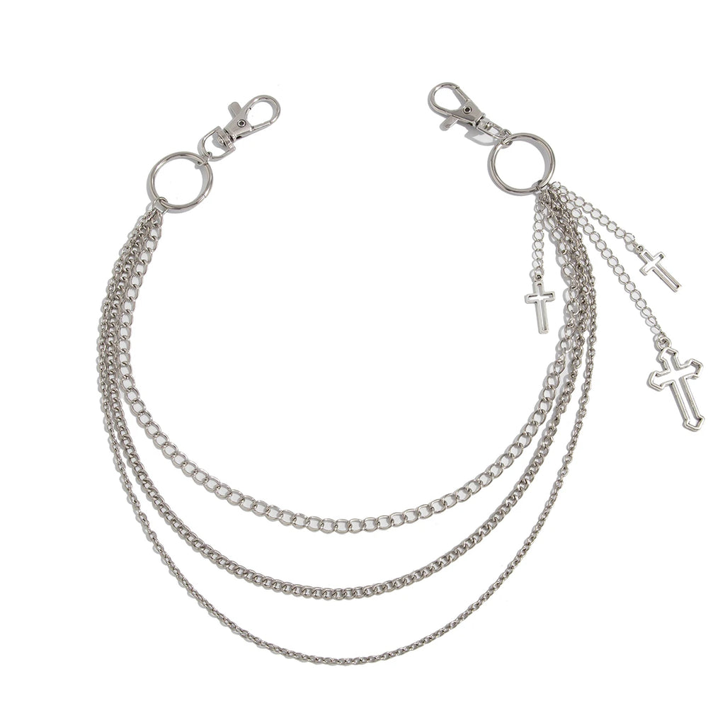 Salircon Punk Multilayer Metal Star Pendant Pant Chain Hip Hop Waist keychain Jeans Chain Women Trendy Jewelry Accessories Gifts