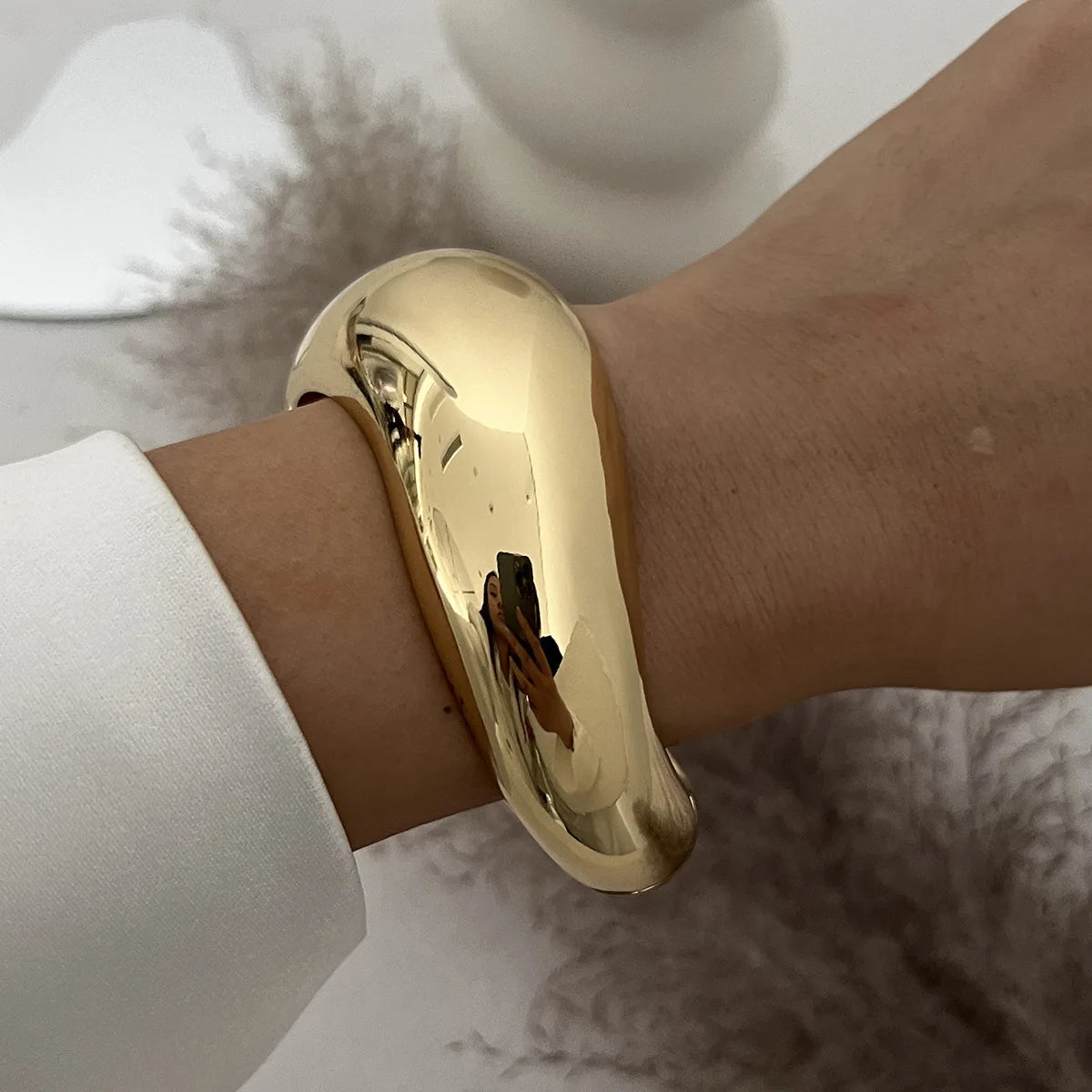 DIEZI 4 Style Punk Irregular Chunky Metal Wide Cuff Bangles Hip Hop Gold Silver Color Geometric Bangles Women Men Bracelet Set