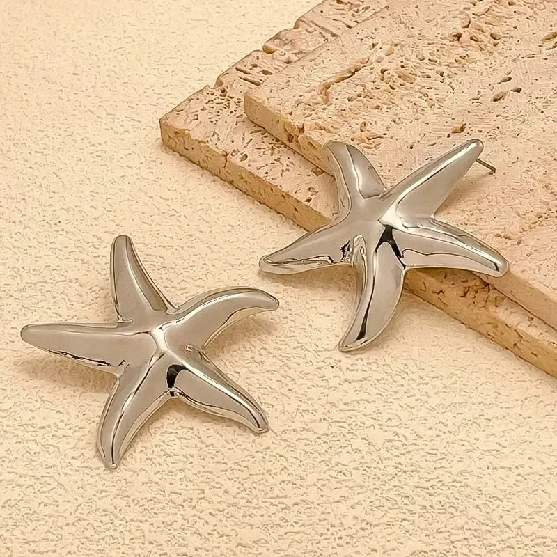 New Gothic Stereo Conch Personality Ancient Silver Stud Earrings for Men Women Hallowmas Punk Jewelry Vacation Accessory Gift