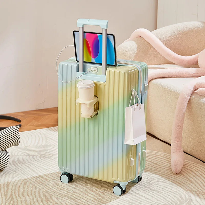 New gradient color luggage fashion goddess multifunctional trolley case mute wheels 24 inch