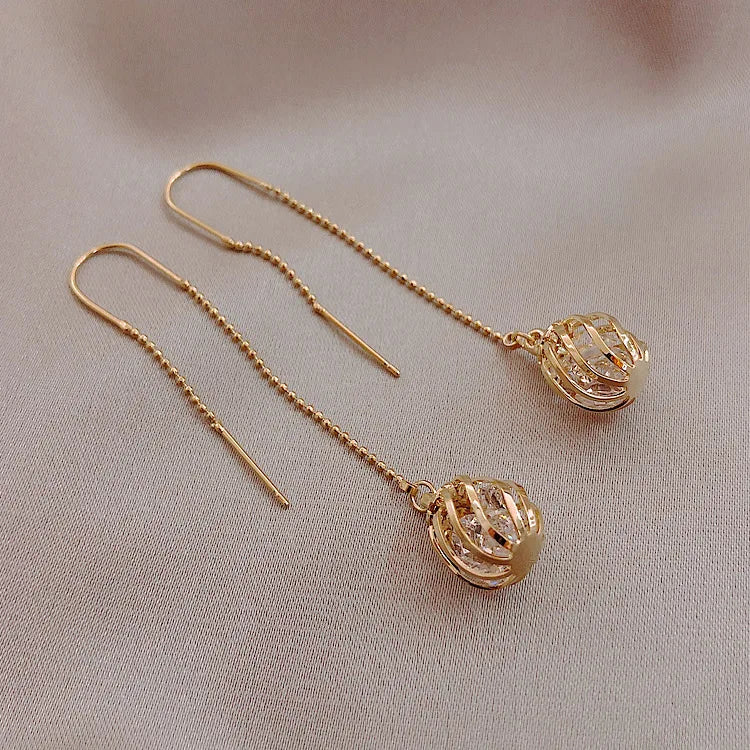 Gold Plating Wave Long Fringe Square Geometric Ear Lines for Women Flowers Butterfly Water Drop Star Temperament Dangle Earrings