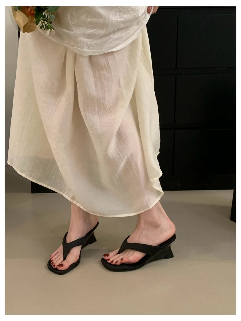 Fashion Brand Wedge Heel Slipper Slides Women Clip Toe Flip Flops Narrow Band Sandals Shoes Casual Female Slipper Sandalia Mujer