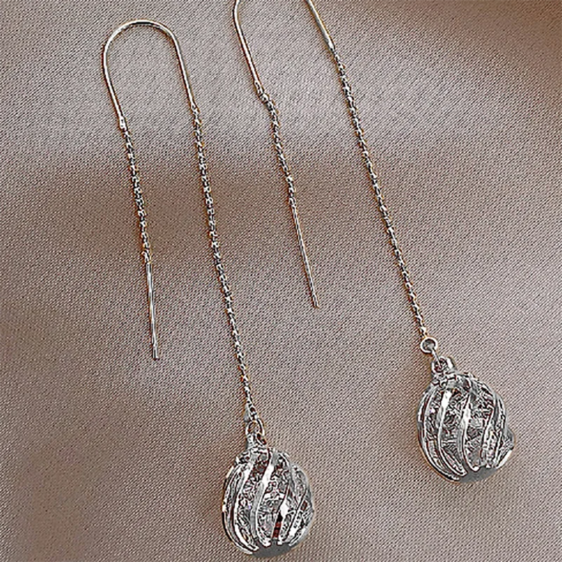 Gold Plating Wave Long Fringe Square Geometric Ear Lines for Women Flowers Butterfly Water Drop Star Temperament Dangle Earrings