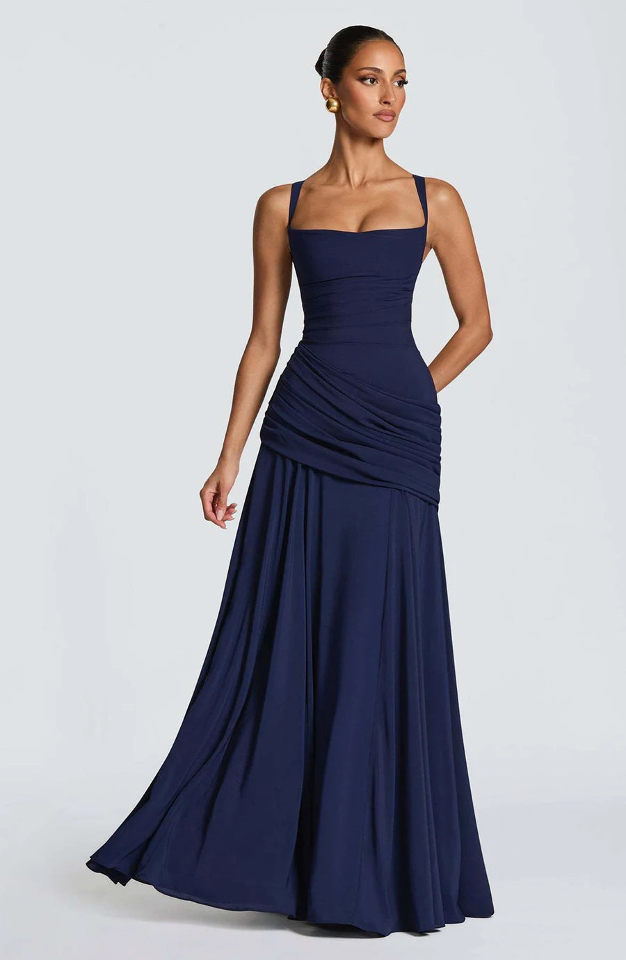 New Spaghetti Strap Sexy Prom Gowns Women's Sexy Backless Maxi Dress for Party Club Elegant Bodycon Ruched Long Dress Female