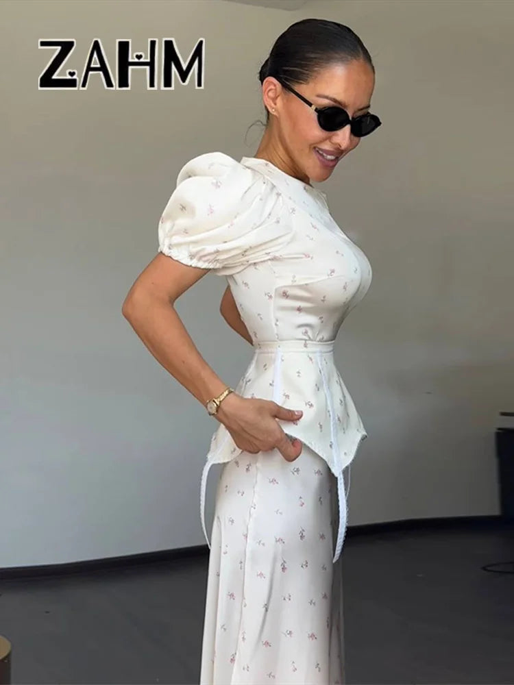 2026 Spring Summer Print Women Dress Sexy 3d Flower Button V-neck Pleated Hip Package Long Sleeve Dresses Party Lady Robe New