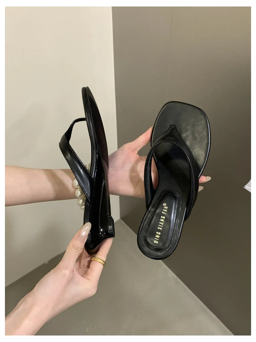 Fashion Brand Wedge Heel Slipper Slides Women Clip Toe Flip Flops Narrow Band Sandals Shoes Casual Female Slipper Sandalia Mujer