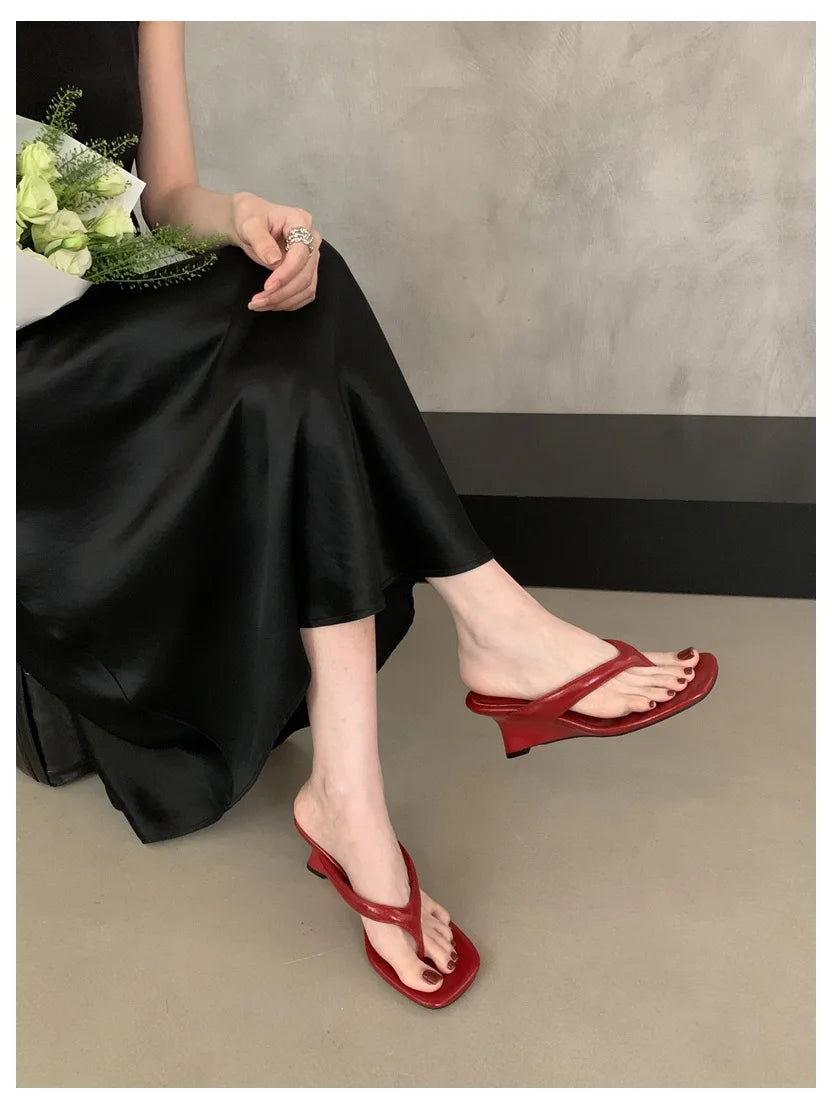 Fashion Brand Wedge Heel Slipper Slides Women Clip Toe Flip Flops Narrow Band Sandals Shoes Casual Female Slipper Sandalia Mujer