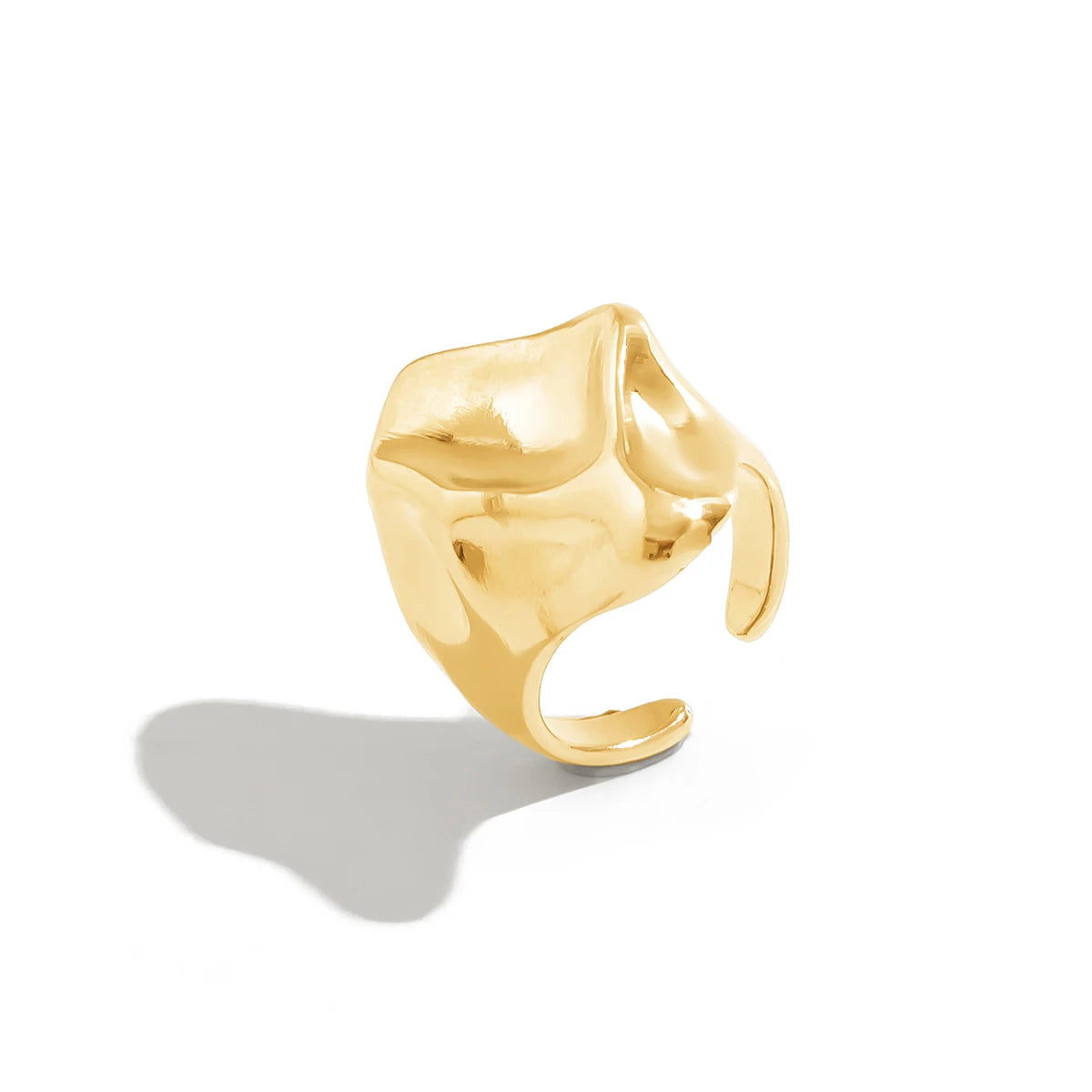 Lacteo Gothic Irregular Gold Color Chunky Thick Rings for Women Vintage Flower Shaped Opening Rings Daily Aesthetic Jewelry Gift