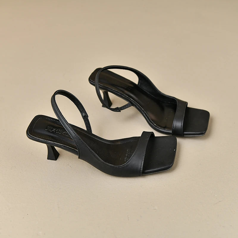 Women's Summer New Fashion Square Toe Simple Solid Color Sandals Outdoor Open Toe Casual Banquet Party Women's Sandals