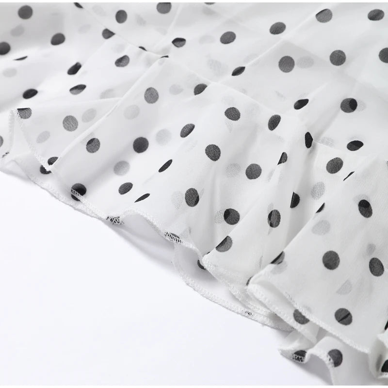 Polka Dot Women ‘s Skirt Elegant High Waist Ruched Ruffle Hem Mermaid Long Skirt Female  2026 Summer Casual Party Streetwears