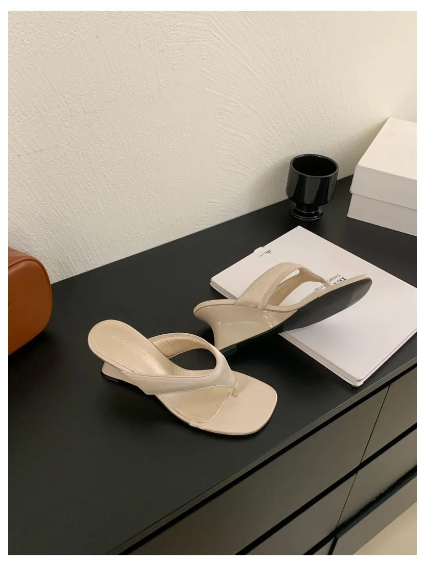 Fashion Brand Wedge Heel Slipper Slides Women Clip Toe Flip Flops Narrow Band Sandals Shoes Casual Female Slipper Sandalia Mujer