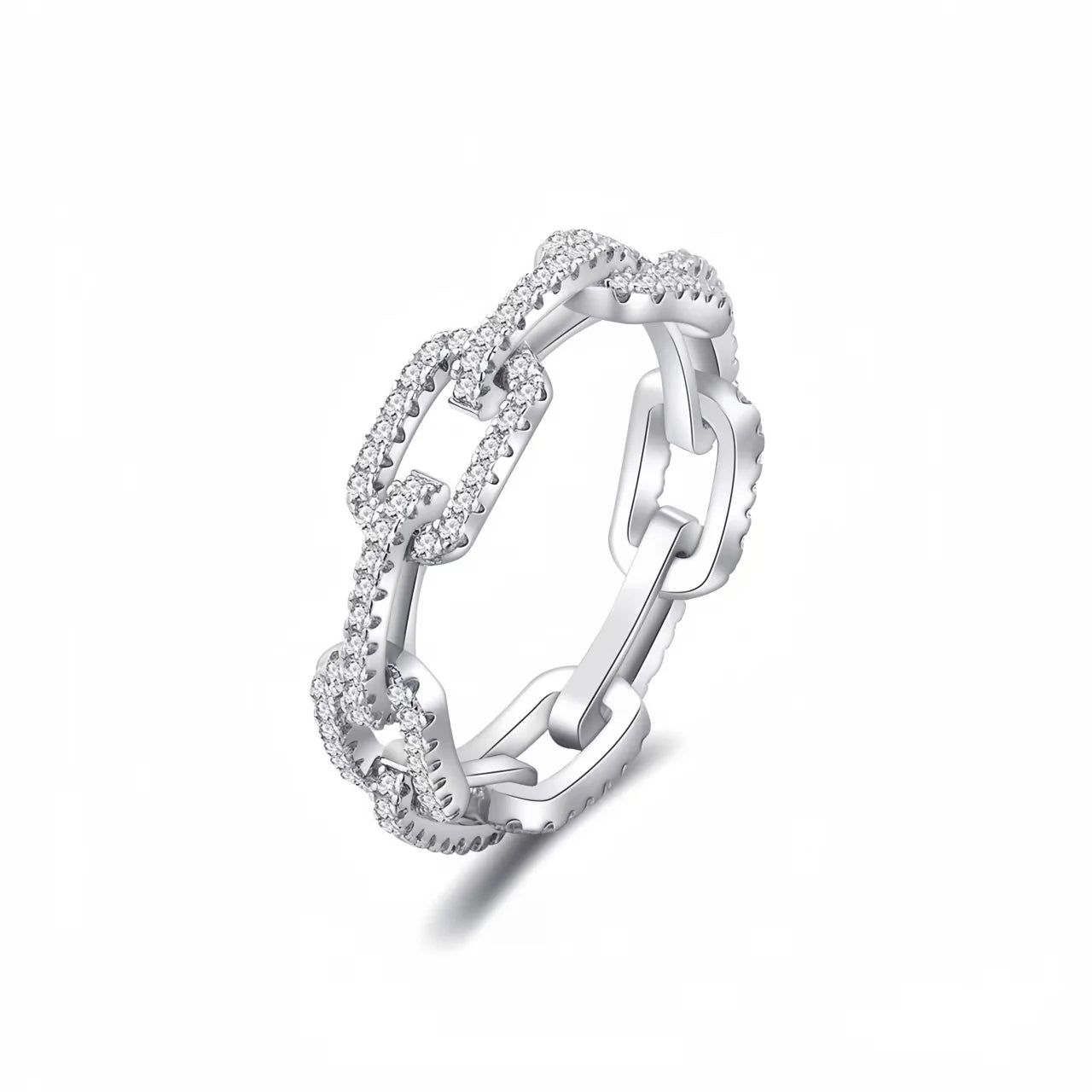 925 Sterling Silver Geometric Cubic Zirconia Stackable Ring for Women Trendy Platinum Plated Brand Party Jewelry Accessories