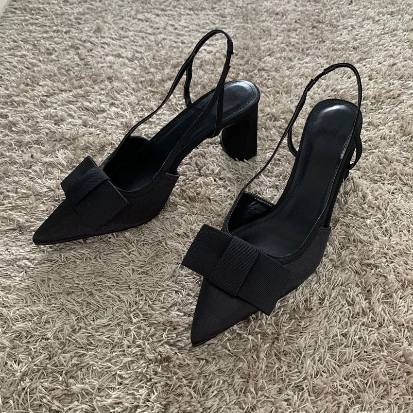 Butterfly-knot Design Heeled Sandals Women 2025 Fashion Elegant Dress Shoes Female Pointed Toe Pumps Women Slingback High Heels