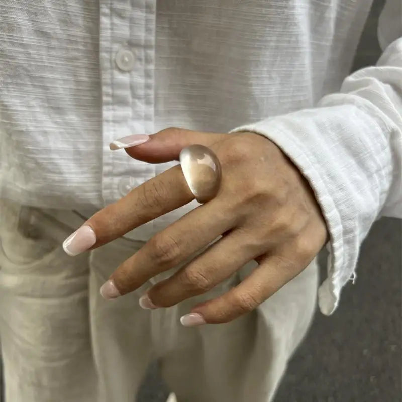 Ins Style Vintage Irregular Transparent Colored Resin Ring New Trend Boho Geometric Finger Rings Aesthetic Jewelry Accessories