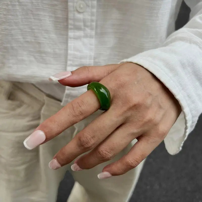 Ins Style Vintage Irregular Transparent Colored Resin Ring New Trend Boho Geometric Finger Rings Aesthetic Jewelry Accessories