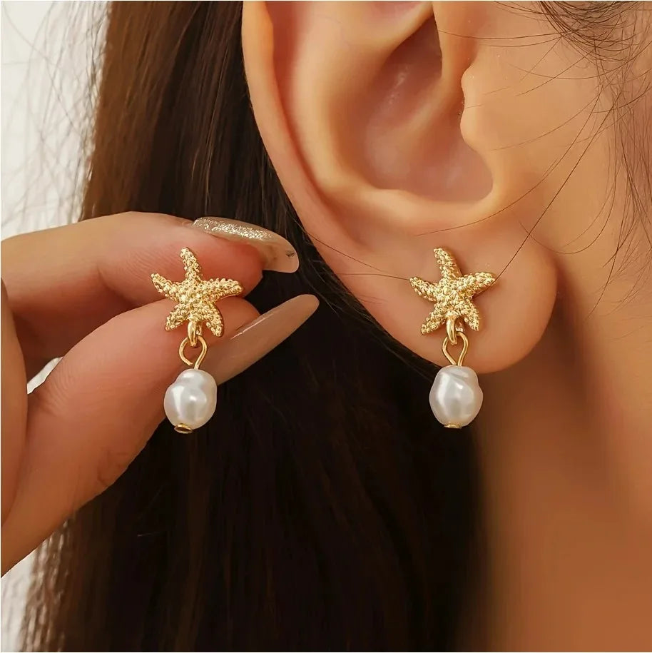 New Gothic Stereo Conch Personality Ancient Silver Stud Earrings for Men Women Hallowmas Punk Jewelry Vacation Accessory Gift