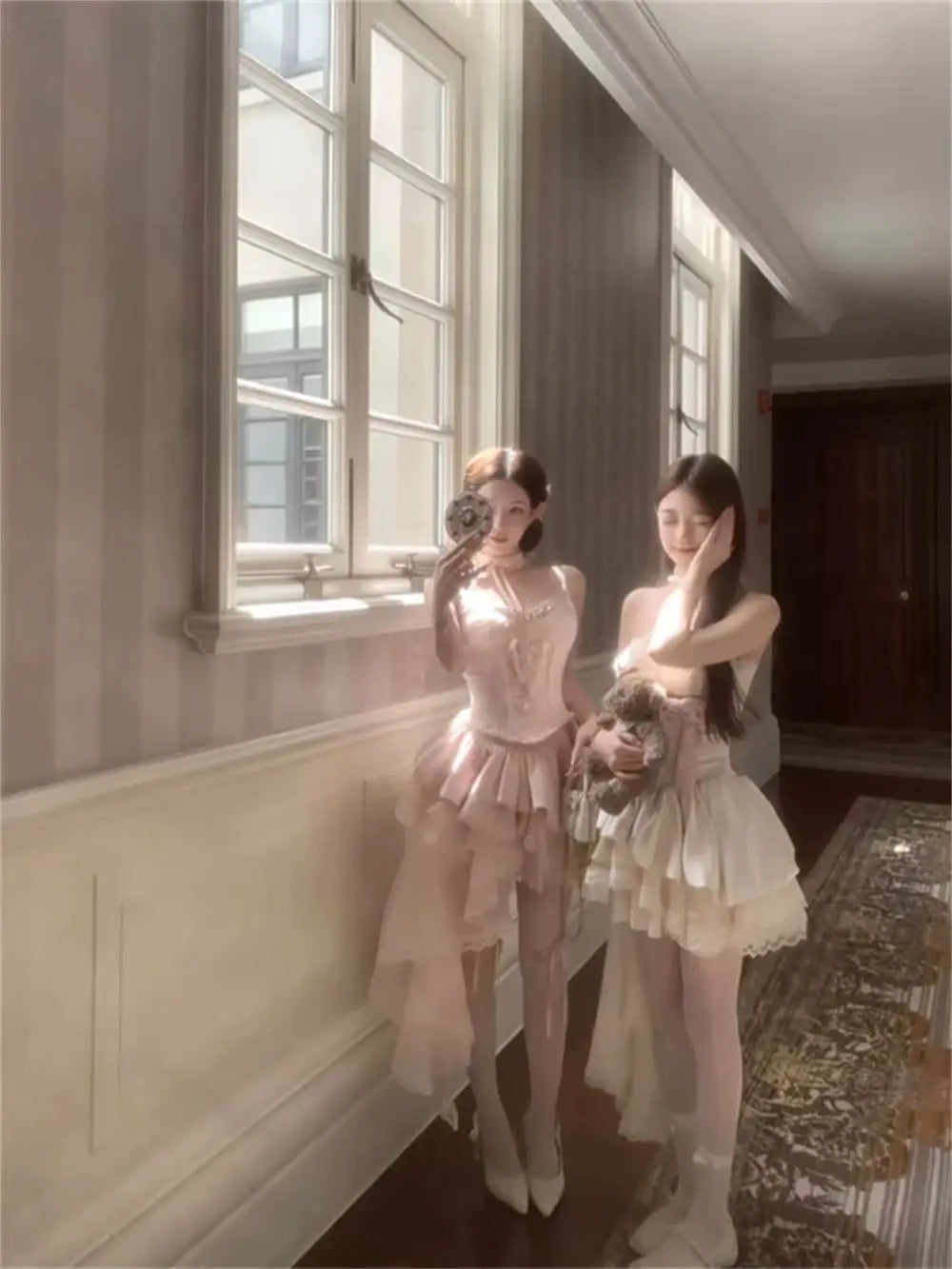 French Vintage Elegant Sweet Woman Dress Sexy Strapless Design Short Party Mini Dress Female Fairy Birthday Party Chic Clothes