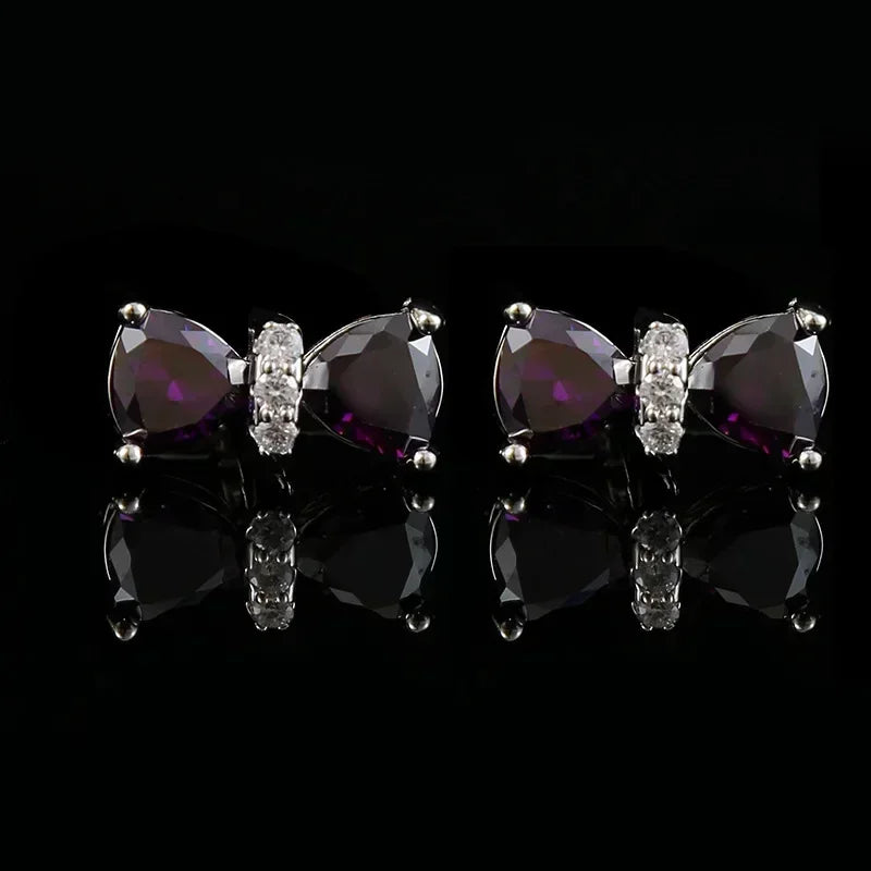 Luxury Bow Rhinestones Cufflinks French Men's Business Banquet Wedding Formal Wear Dress Shirts Cuffs Buttons Gifts for Men