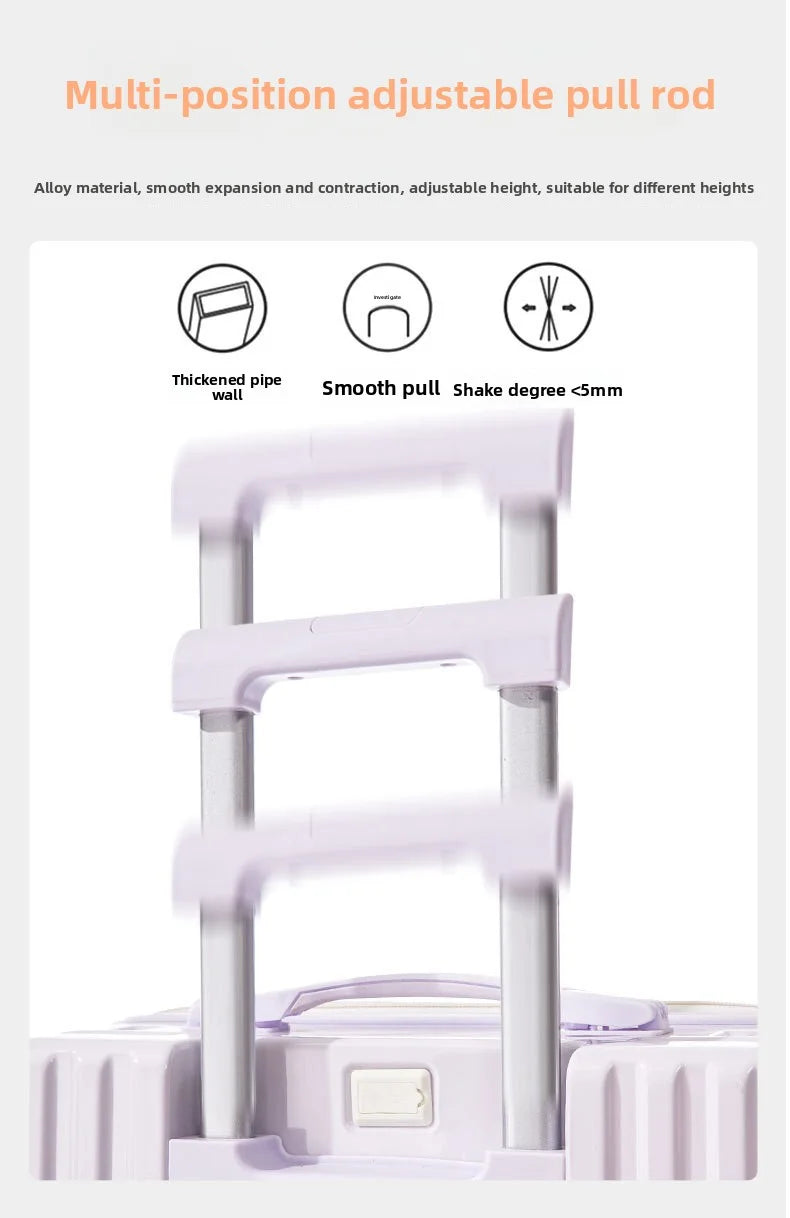 20/22/24 Inch Gradient Color Luggage Boarding Trolley Suitcase Safety Combination Lock Front Hook Silent Universal Roller