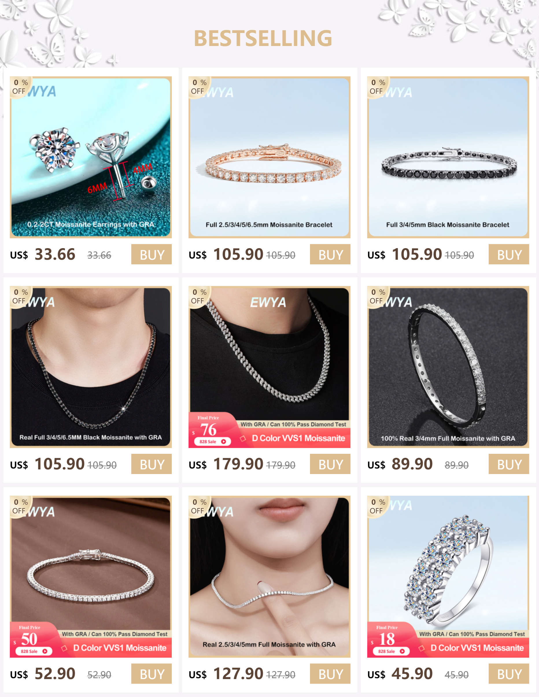 EWYA Oval Cut 2/3/4ct Solitaire Moissanite Pendant Necklaces Women Wedding s925 Silver 1.5mm Solid Choker Big Diamond Neck Chain