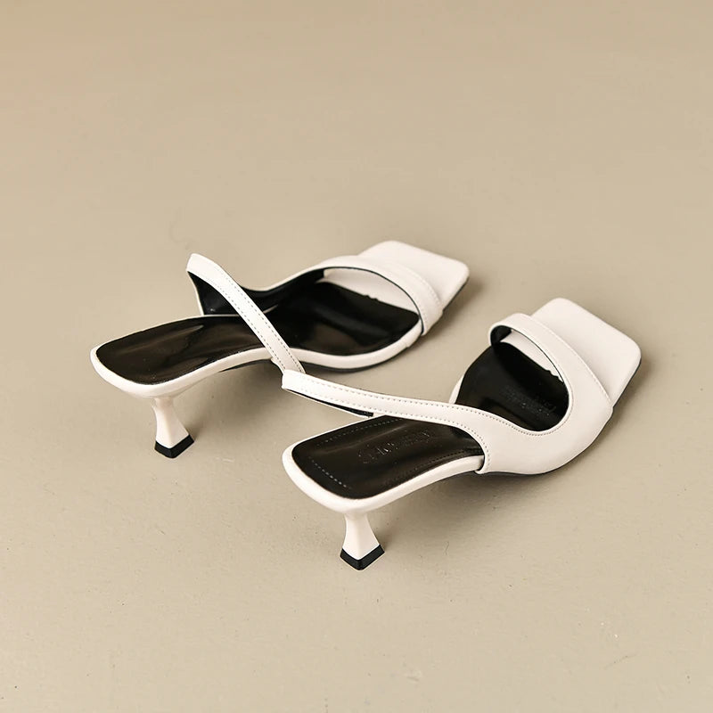 Women's Summer New Fashion Square Toe Simple Solid Color Sandals Outdoor Open Toe Casual Banquet Party Women's Sandals