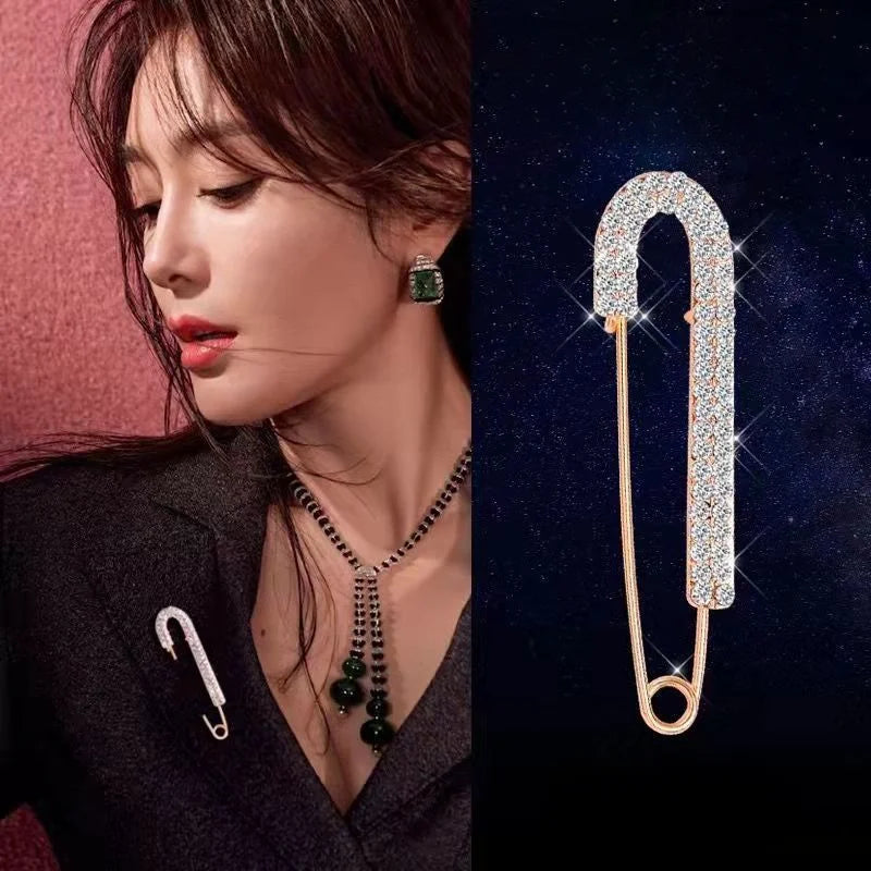 Personality Brooch Slim Waist for Women Pant Waist Reduction Full Zircon Pin Fixed Clothing Adornment Accessory Anti-emptied