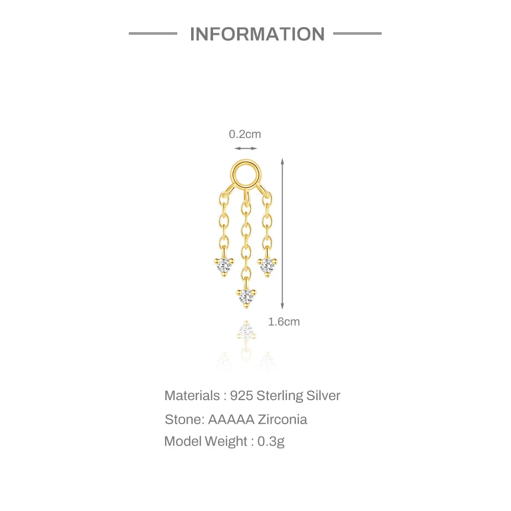 BOAKO Star Moon Chain Tassel  925 Sterling Silver Shiny For Woman Piercing Earring Fashion Dainty Luxury Style fine jewelry