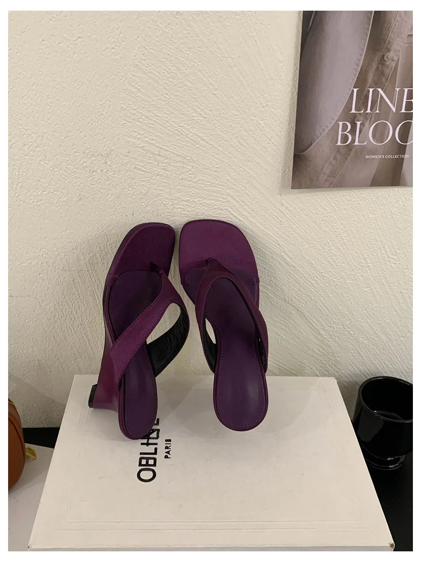 Fashion Brand Wedge Heel Slipper Slides Women Clip Toe Flip Flops Narrow Band Sandals Shoes Casual Female Slipper Sandalia Mujer