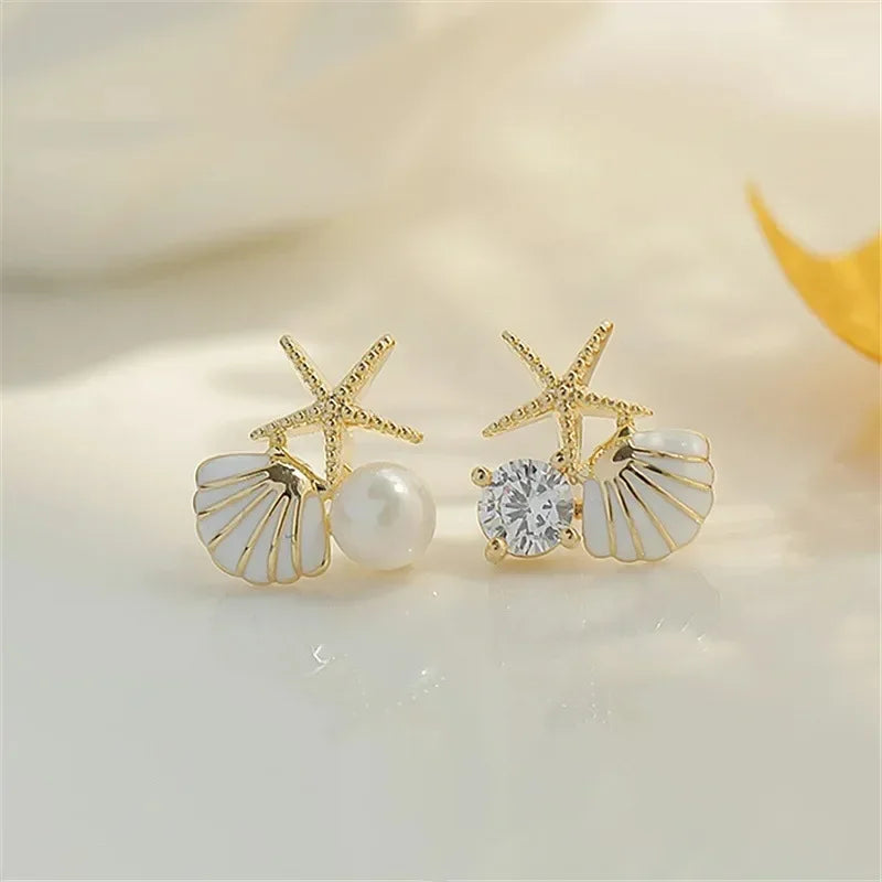 New Gothic Stereo Conch Personality Ancient Silver Stud Earrings for Men Women Hallowmas Punk Jewelry Vacation Accessory Gift