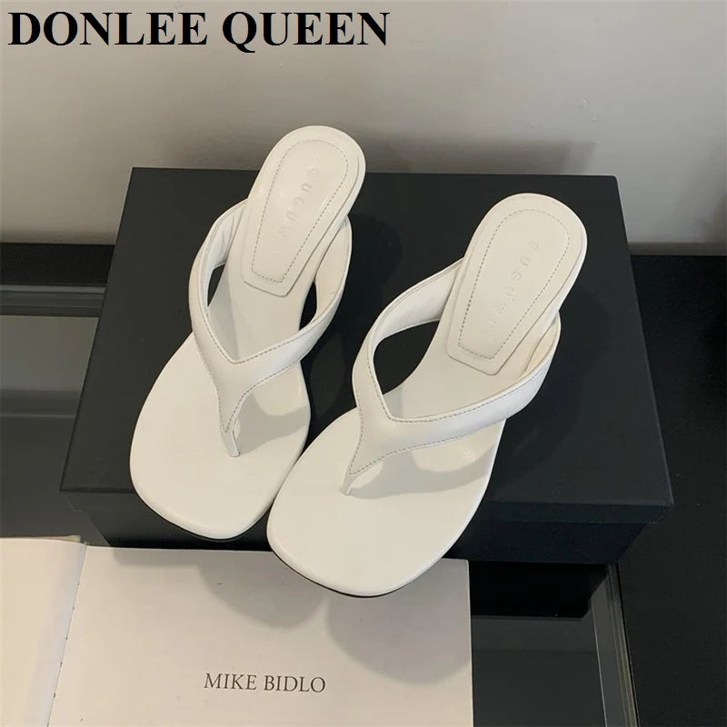 Fashion Brand Wedge Heel Slipper Slides Women Clip Toe Flip Flops Narrow Band Sandals Shoes Casual Female Slipper Sandalia Mujer
