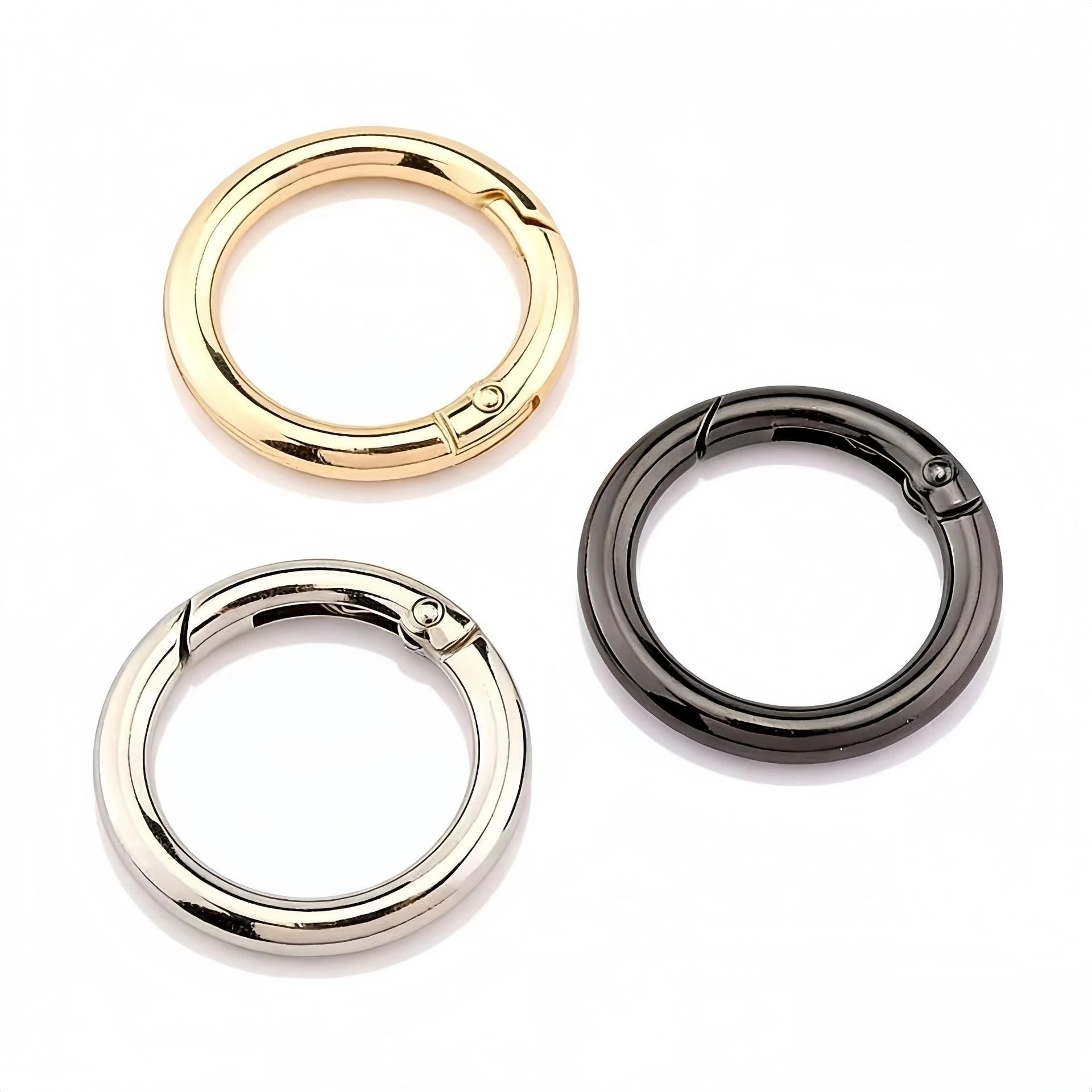 5pcs Spring Clasp Keychain Ring KC Gold Color Openable Round Carabiner Hook Buckle