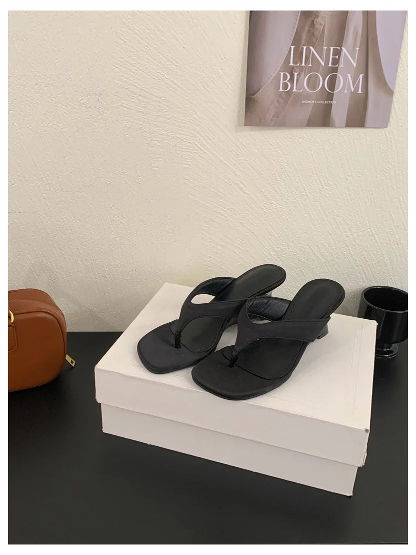 Fashion Brand Wedge Heel Slipper Slides Women Clip Toe Flip Flops Narrow Band Sandals Shoes Casual Female Slipper Sandalia Mujer