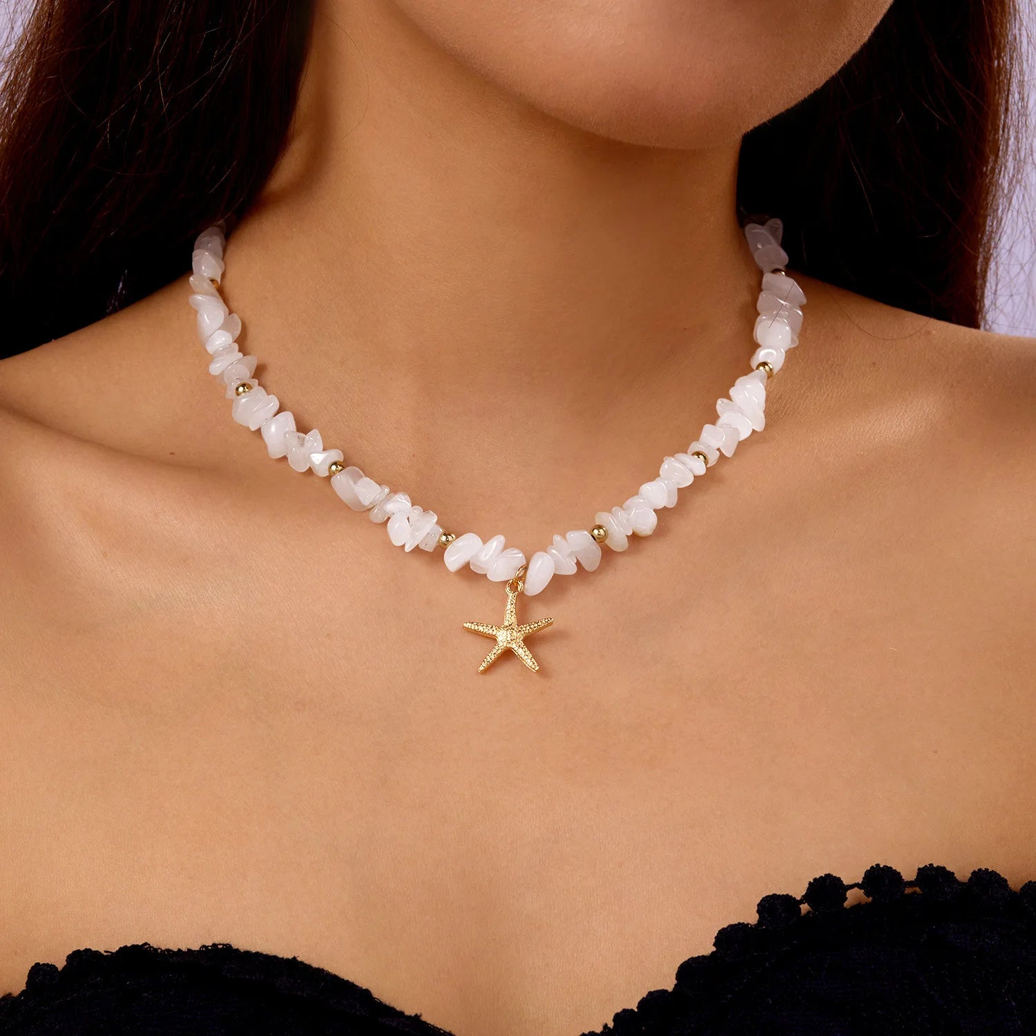 New Beach Style Seashell Necklace Beaded Choker Necklaces for Women Handmade Starfish Pendant Fashion Ocean Украшения Чокер