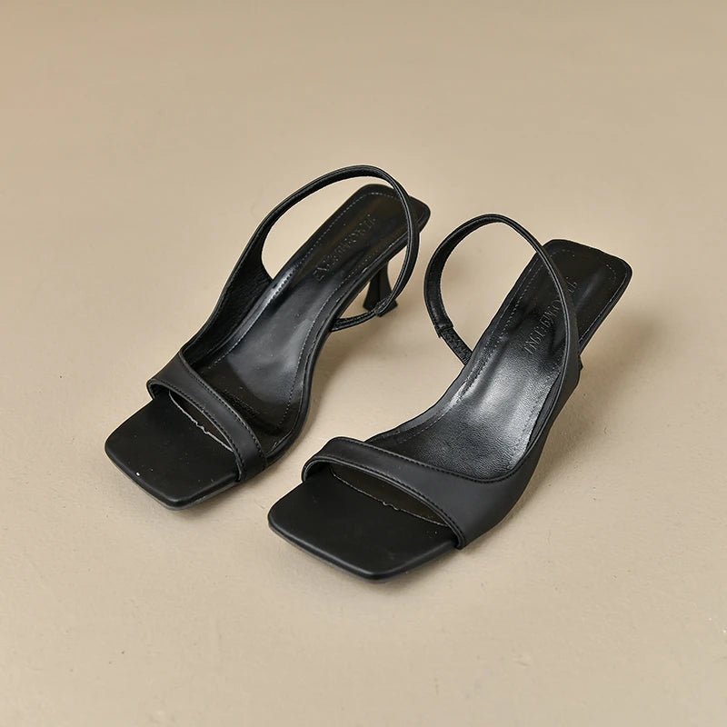 Women's Summer New Fashion Square Toe Simple Solid Color Sandals Outdoor Open Toe Casual Banquet Party Women's Sandals