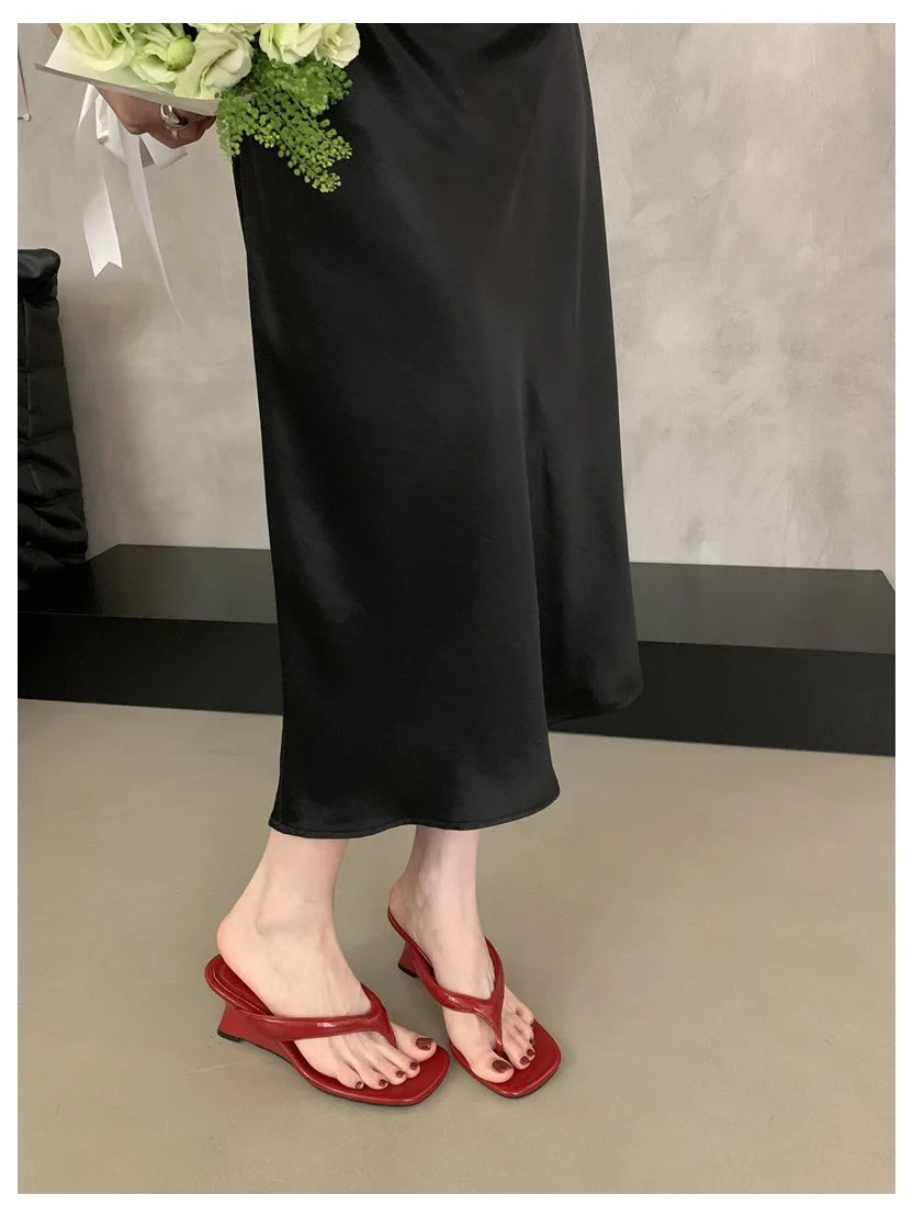 Fashion Brand Wedge Heel Slipper Slides Women Clip Toe Flip Flops Narrow Band Sandals Shoes Casual Female Slipper Sandalia Mujer