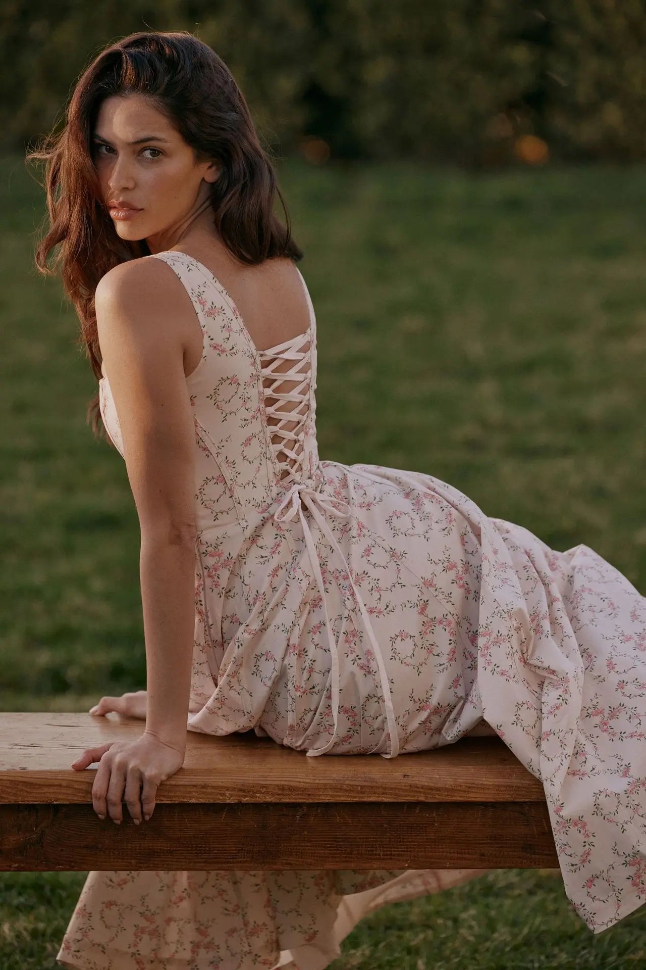Sexy Floral Midi Corset Sun Dress Women's Sundress High Waist Slip Dresses Female Clothing Summer Red Pink Blue Brown 2026 Robe