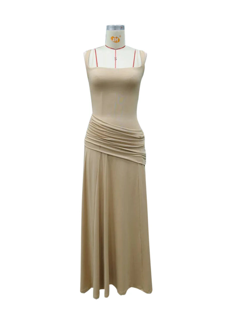 New Spaghetti Strap Sexy Prom Gowns Women's Sexy Backless Maxi Dress for Party Club Elegant Bodycon Ruched Long Dress Female