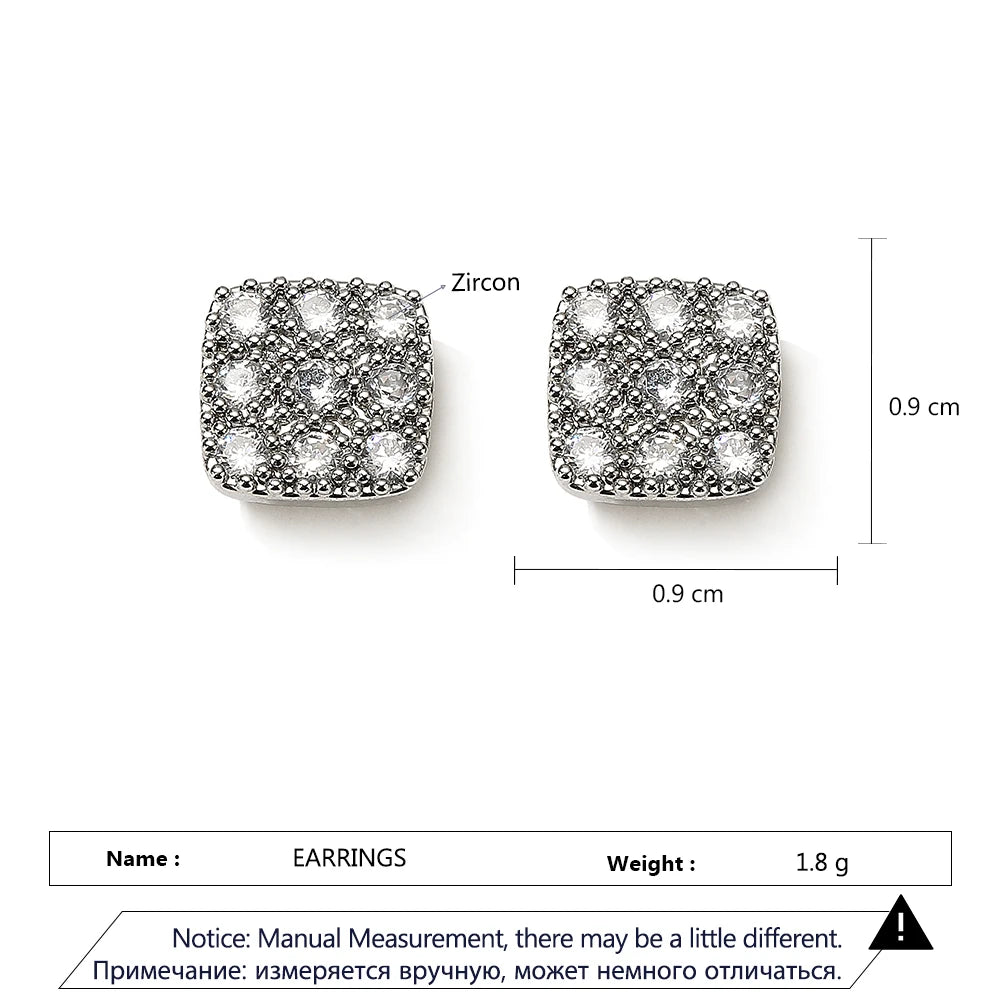 ZAKOL Simple Square-shaped Stud Earrings for Women Inlaid Shiny CZ Versatile Ear Piercing Accessories Fashion Jewelry Gift