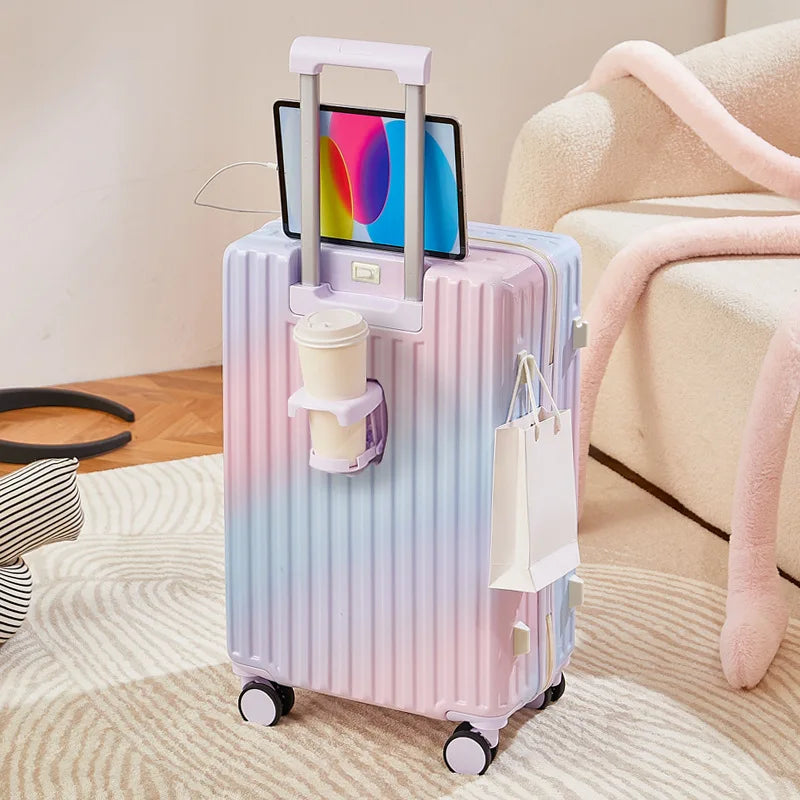 New gradient color luggage fashion goddess multifunctional trolley case mute wheels 24 inch