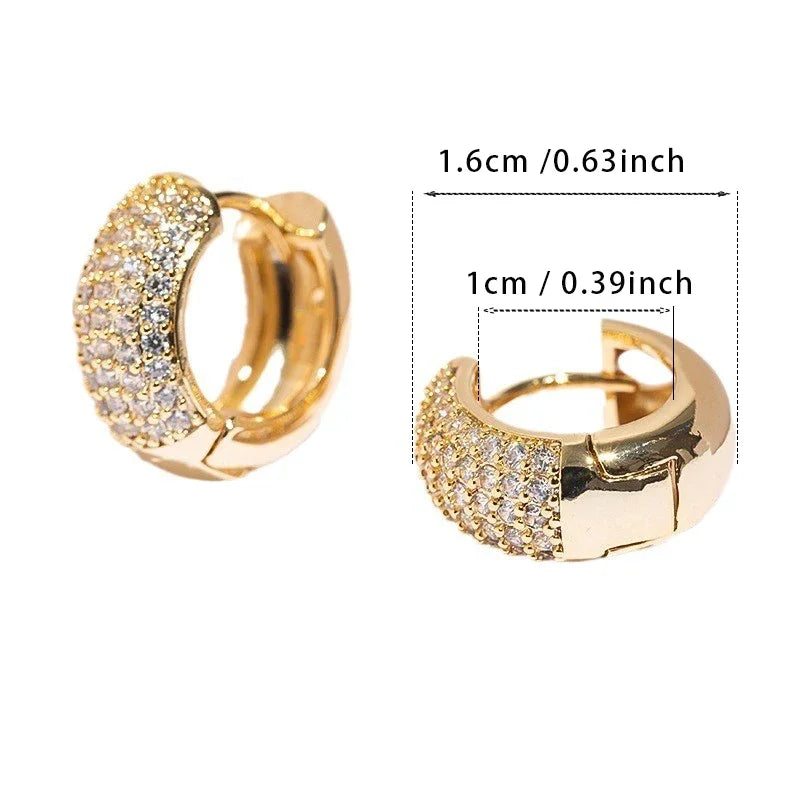 Luxury Zirconia Pave Hoop Earrings Women Men Unisex Huggies Earrings Hip Hop Party Jewelry Bridal Wedding Accessories Gift