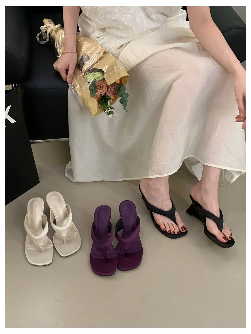 Fashion Brand Wedge Heel Slipper Slides Women Clip Toe Flip Flops Narrow Band Sandals Shoes Casual Female Slipper Sandalia Mujer