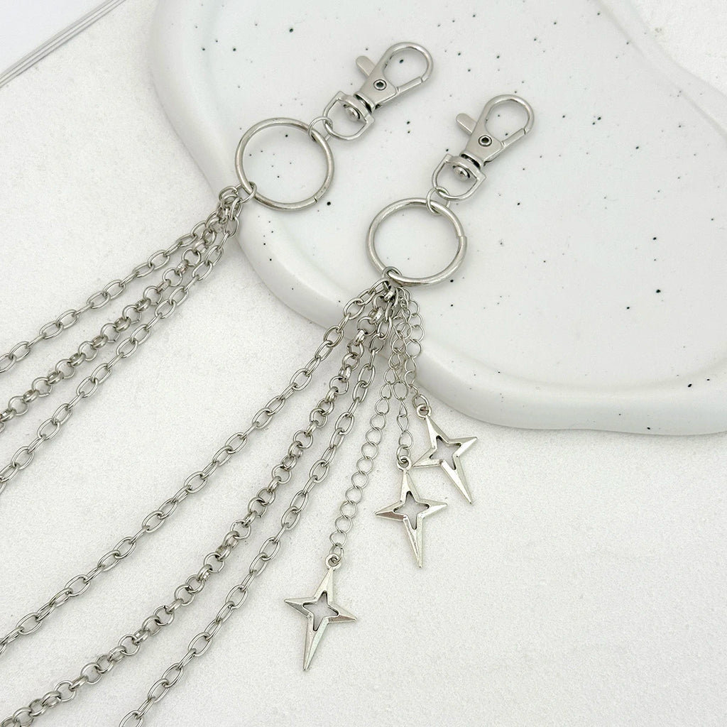 Salircon Punk Multilayer Metal Star Pendant Pant Chain Hip Hop Waist keychain Jeans Chain Women Trendy Jewelry Accessories Gifts
