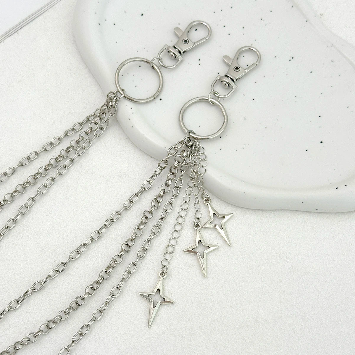 Salircon Punk Multilayer Metal Star Pendant Pant Chain Hip Hop Waist keychain Jeans Chain Women Trendy Jewelry Accessories Gifts