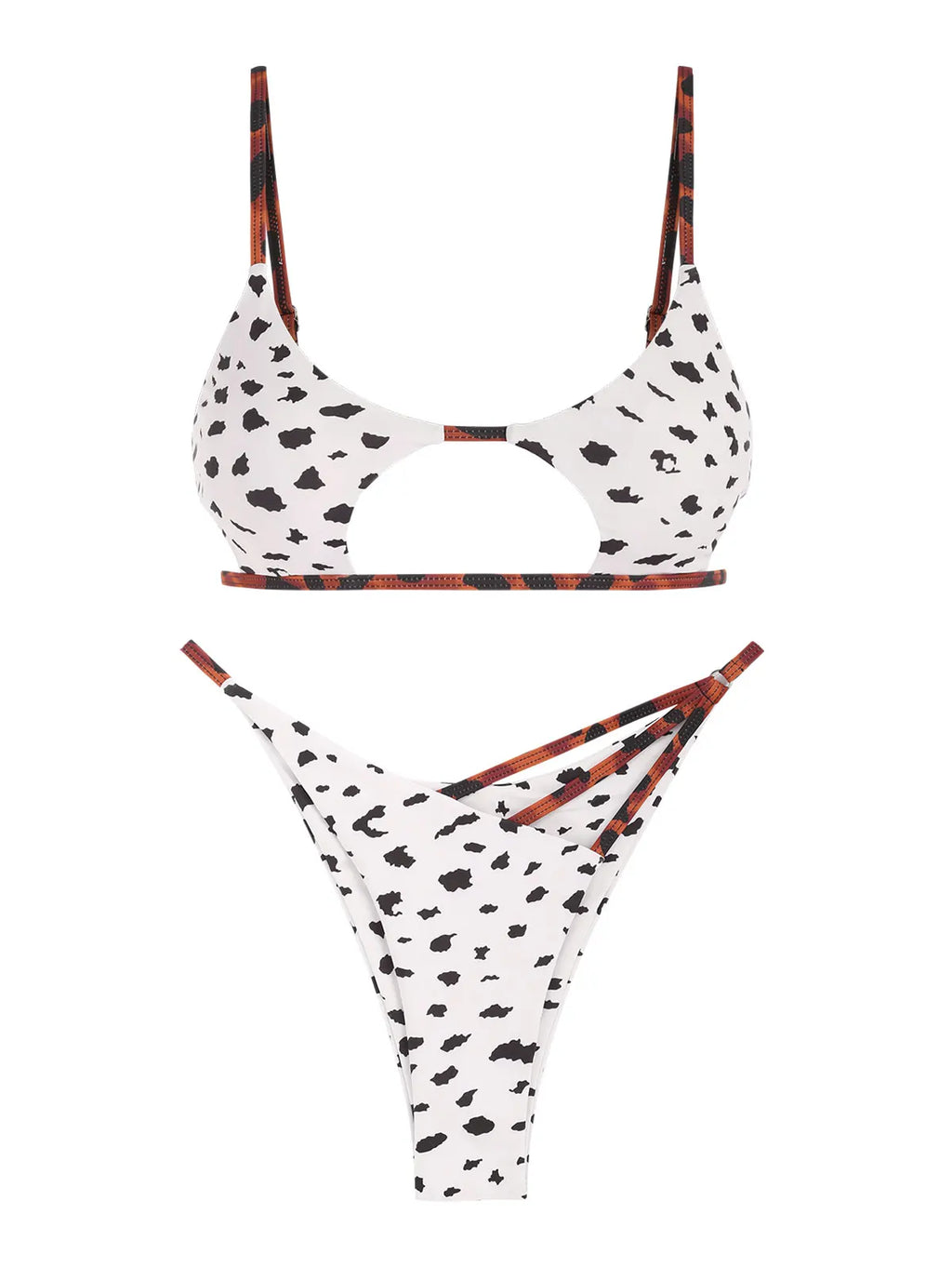 ZAFUL Bikini Swimwear Animal Print Cut Out Strappy High Waist Strapless Sexy Bikini Set Pure Color Women Swimsuit Bathing Suit