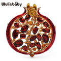 Wuli&baby Red Crystal Pomegranate Plant Brooch Pins For Women Summer Jewelry Gift Bag Suit Accessory
