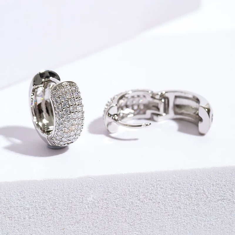 Luxury Zirconia Pave Hoop Earrings Women Men Unisex Huggies Earrings Hip Hop Party Jewelry Bridal Wedding Accessories Gift