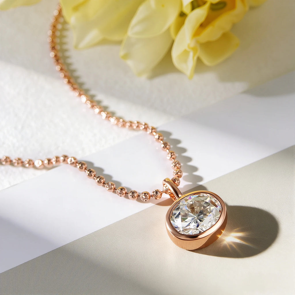 EWYA Oval Cut 2/3/4ct Solitaire Moissanite Pendant Necklaces Women Wedding s925 Silver 1.5mm Solid Choker Big Diamond Neck Chain