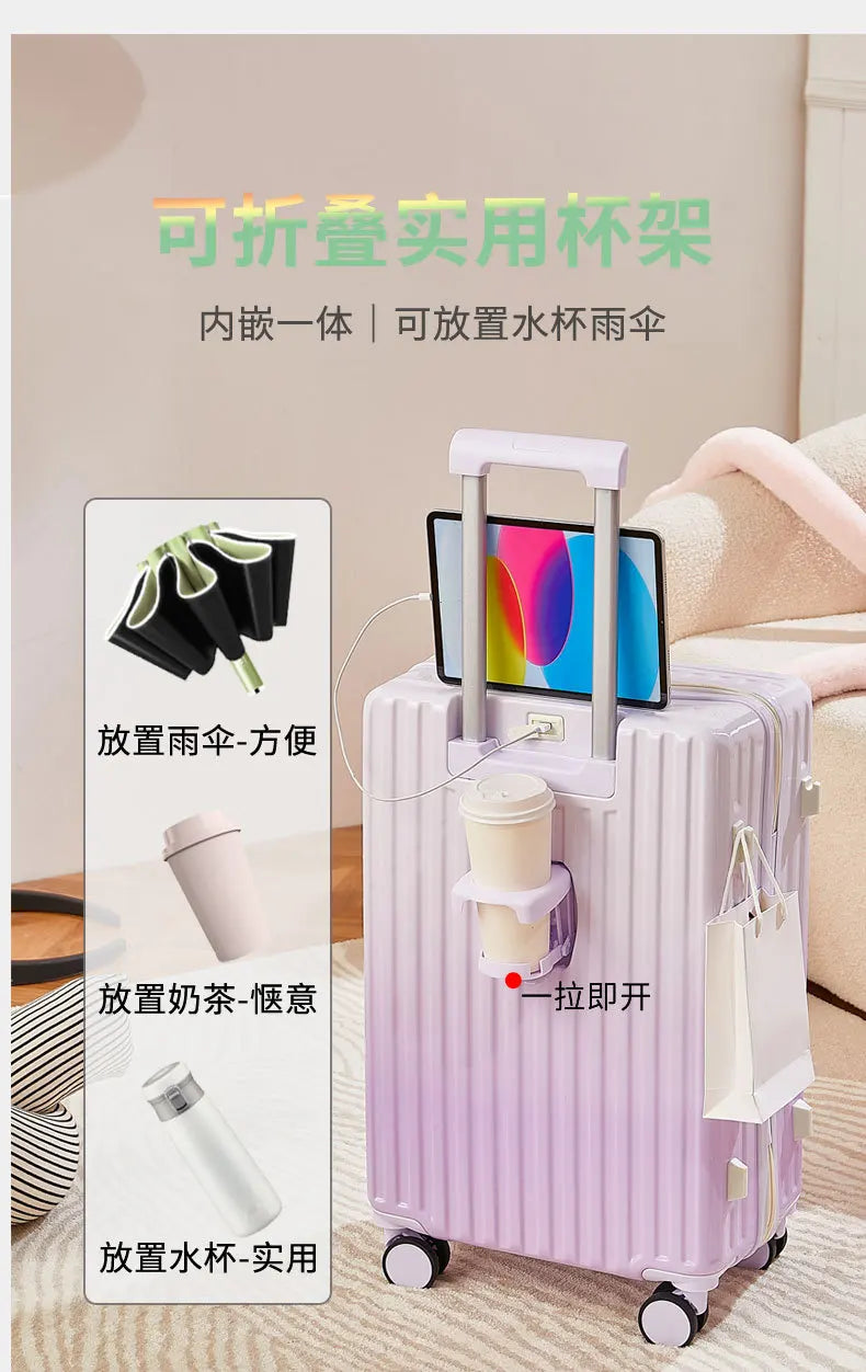 New gradient color luggage fashion goddess multifunctional trolley case mute wheels 24 inch